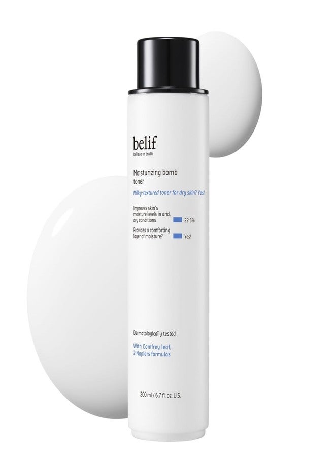 belif Niacinamide Hydrating Toner – Aqua Bomb Lightweight Cooling with Hyaluronic Acid, Soothing and Balancing Formula, Skin Barrier Repair, Korean Skincare (6.7 Fl Oz (Pack of 1), Milky Toner)